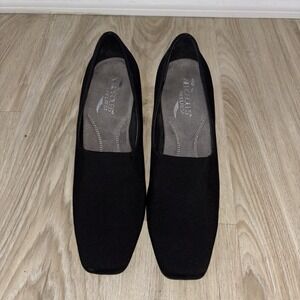Aerosoles Black Square Toe Block Heel Pumps Slip On Work Career Shoes 9
